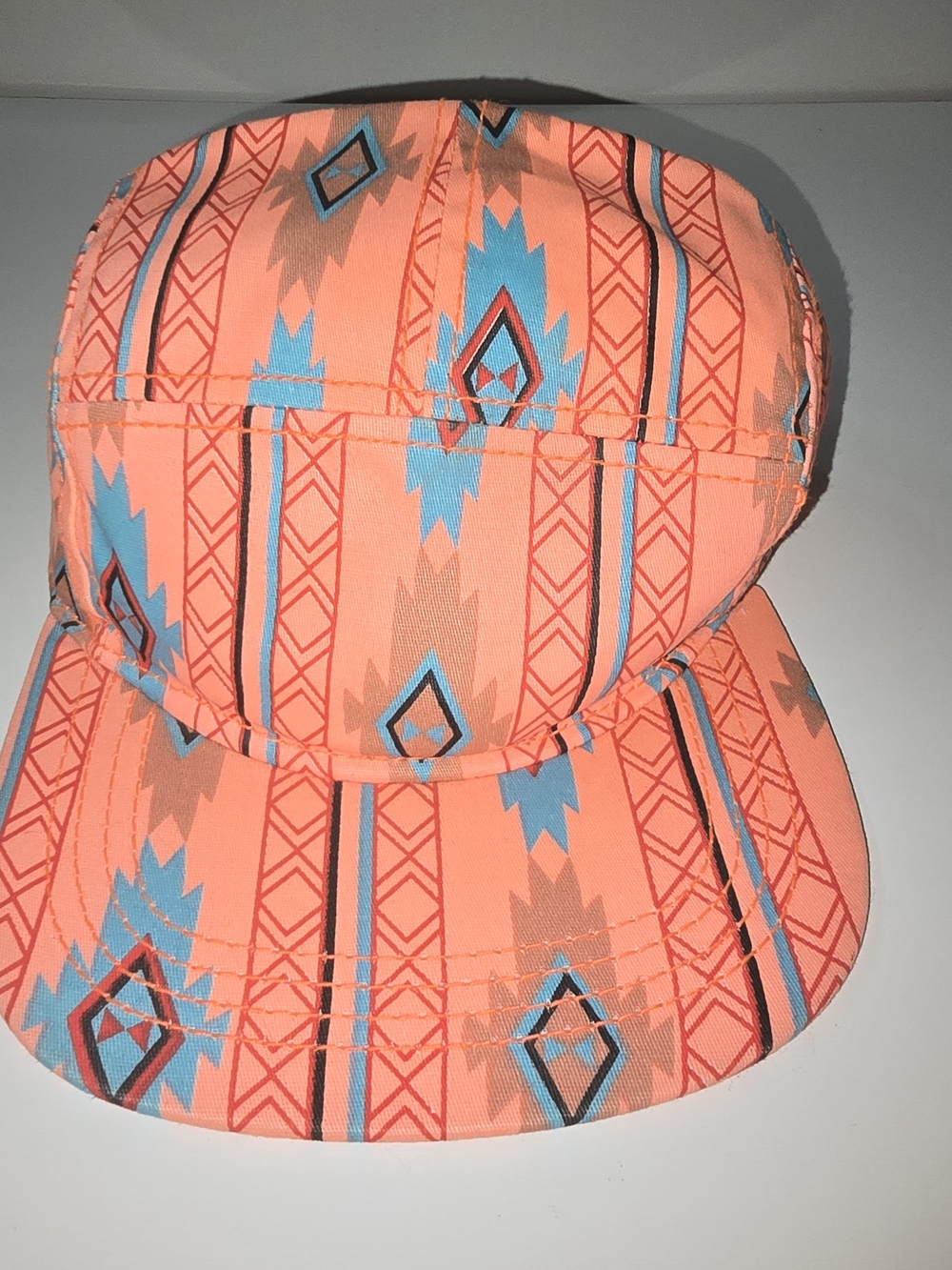Mens Aztec Print Coral Blue Cap